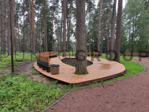 Скамейка Стенд/Stand радиусная со спинкой, в п/м