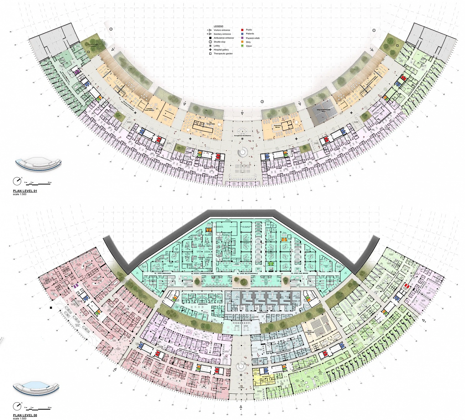 Архитектурное бюро MarioCucinellaArchitects представило проект госпиталя, который словно «вылезает» из под-земли